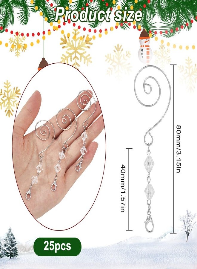 SOFPLATE 1 Box 25Pcs S Hook Ornament Hangers Christmas Decorations Ornament Hooks with Lobster Claws Beadable Acrylic Wire Platinum Jeweled Hanging Decorative for Christmas Tree Wall Party Home Decor - Image 2